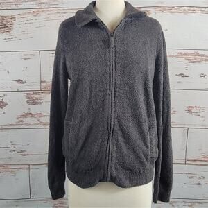 Barefoot Dreams Cozychic Lite Full Zip Sweater Grey Size Medium